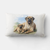 Mastiff englische Dogge mit Kind im Urlaub Lendenkissen (Rückseite)