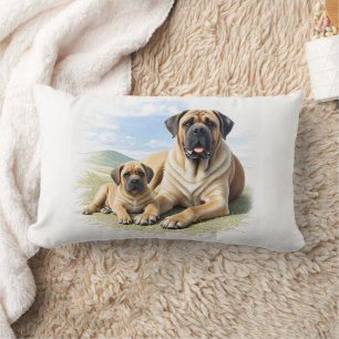 Mastiff englische Dogge mit Kind im Urlaub Lendenkissen