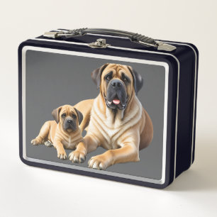 Mastiff englische Dogge mit Kind im Urlaub Metall Brotdose