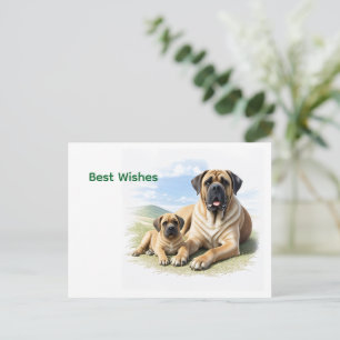 Mastiff englische Dogge mit Kind im Urlaub Postkarte