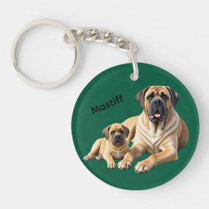 Mastiff englische Dogge mit Kind im Urlaub Schlüsselanhänger