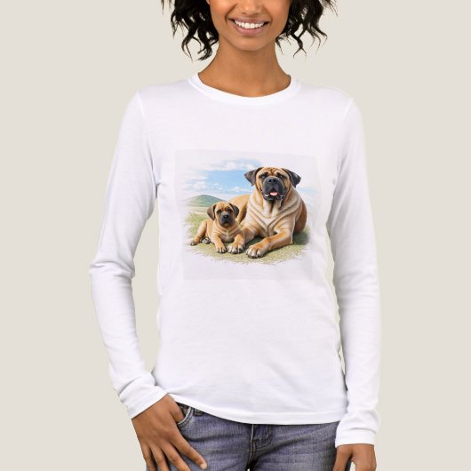 Mastiff englische Dogge mit Kind im Urlaub Tri-Blend Shirt (Vorderseite)