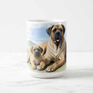 Mastiff englische Dogge mit Kind im Urlaub Verwandlungstasse