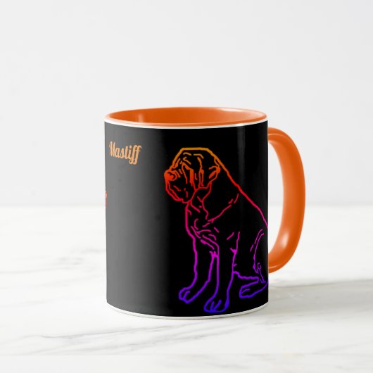 Mastiff englische Dogge Neon Comic Best Wishes Tasse (VorderseiteRechts)