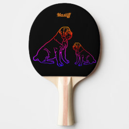 Mastiff englische Dogge Neon Comic Best Wishes Tischtennis Schläger