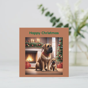 Mastiff englische Dogge Weihnachten Kamin