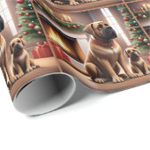 Mastiff englische Dogge Weihnachten Kamin Geschenkpapier (Rolleneckpunkt)