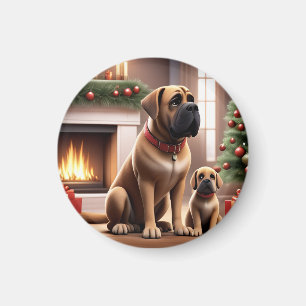 Mastiff englische Dogge Weihnachten Kamin Magnet