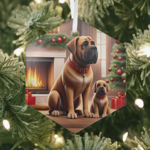 Mastiff englische Dogge Weihnachten Kamin Ornament Aus Glas