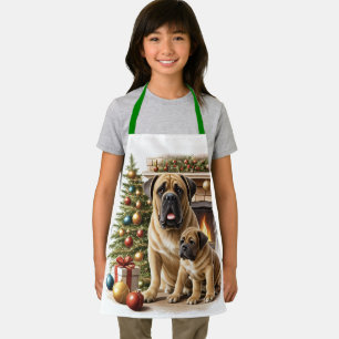Mastiff englische Dogge Weihnachten Kamin Schürze