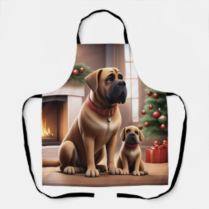 Mastiff englische Dogge Weihnachten Kamin Schürze