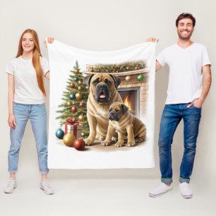 Mastiff englische Doggen Kamin Weihnachten Fleecedecke