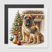 Mastiff englische Doggen Kamin Weihnachten Magnetkarte (Vorne/Hinten)
