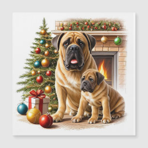 Mastiff englische Doggen Kamin Weihnachten Magnetkarte