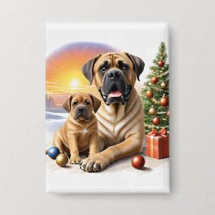 Mastiff englische Doggen Weihnachten Button