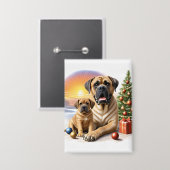 Mastiff englische Doggen Weihnachten Button (Vorderseite/Rückseite)