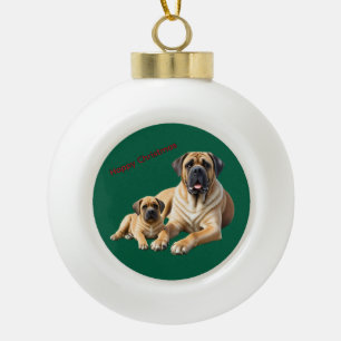 Mastiff englische Doggen Weihnachten Keramik Kugel-Ornament