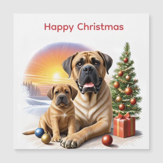 Mastiff englische Doggen Weihnachten Magnetkarte (Vorderseite)