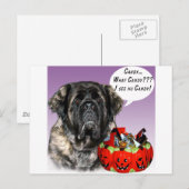 Mastiff (flauschig) Halloween Candy Postkarte (Vorne/Hinten)