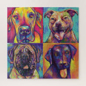 Mastiff, Great Dane, Black Lab, Pit Bull - Puzzle (Vertikal)