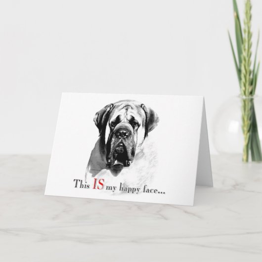 Mastiff Happy Face Card Karte (Vorderseite)