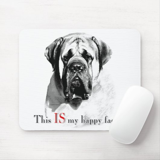 Mastiff Happy Face Mousepad (Mit Mouse)