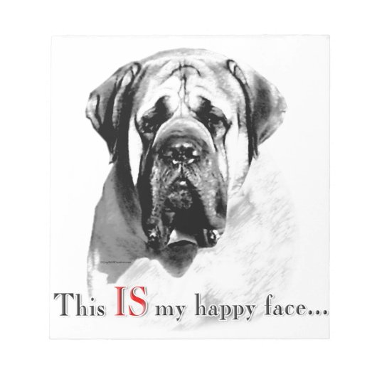 Mastiff Happy Face Notizblock (Vorderseite)