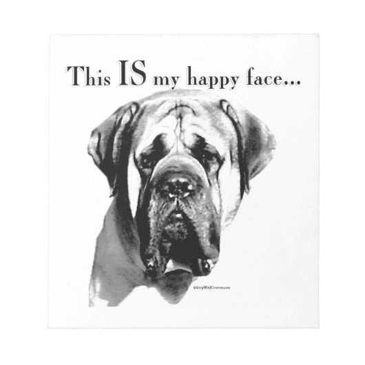 Mastiff Happy Face Notizblock (Vorderseite)