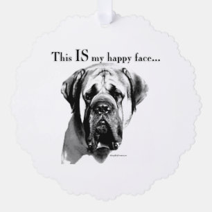 Mastiff Happy Face Ornament Karte
