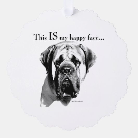 Mastiff Happy Face Ornament Karte (Vorderseite)