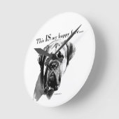 Mastiff Happy Face Runde Wanduhr (Winkel)