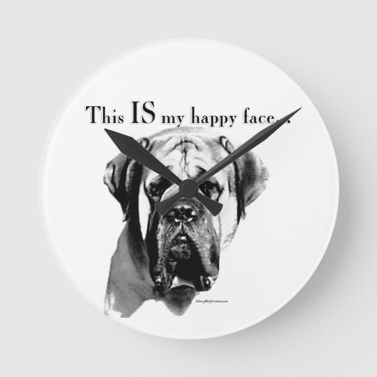 Mastiff Happy Face Runde Wanduhr (Vorderseite)