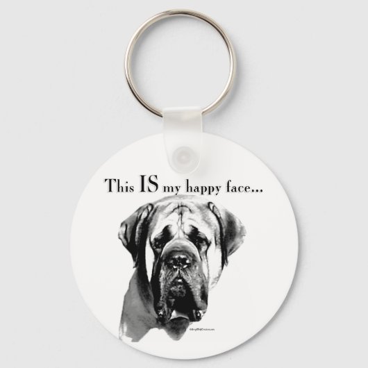 Mastiff Happy Face Schlüsselanhänger (Vorderseite)