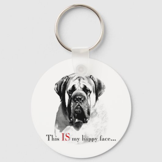 Mastiff Happy Face Schlüsselanhänger (Vorderseite)