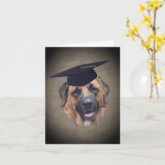 Mastiff Hund in Graduiertenkap-Karte Karte (Gelbe Blume)