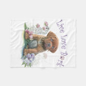 Mastiff Hund Mama Floral Fleecedecke (Vorderseite (Horizontal))