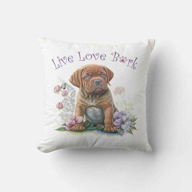 Mastiff Hund Mama Floral Kissen (Vorderseite)