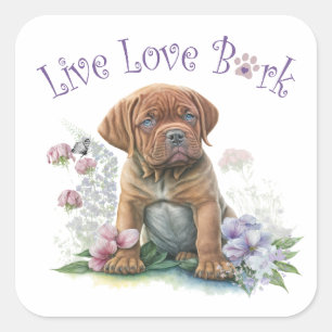 Mastiff Hund Mama Floral Quadratischer Aufkleber