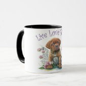 Mastiff Hund Mama Floral Tasse (Vorderseite Links)