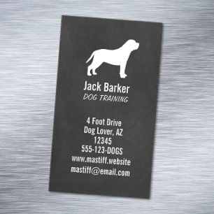 Mastiff Hund Silhouette Chalkboard Style Vertikal Magnetische Visitenkarte