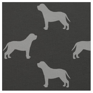 Mastiff Hund Silhouetten Grau und Schwarz Gemuster Stoff