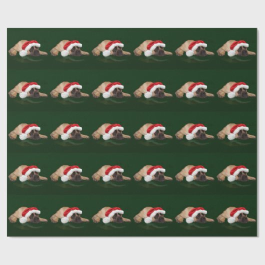 Mastiff in einer Weihnachtsmannmütze Geschenkpapier (Flach)