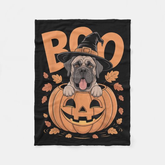 Mastiff-Kostüm auf Kürbis Halloween Mastiff Fleecedecke (Vorderseite)
