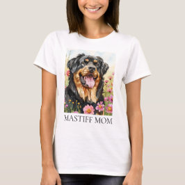 Mastiff Mama Wasserfarbener Hundeshirt T-Shirt