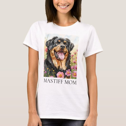 Mastiff Mama Wasserfarbener Hundeshirt T-Shirt (Vorderseite)