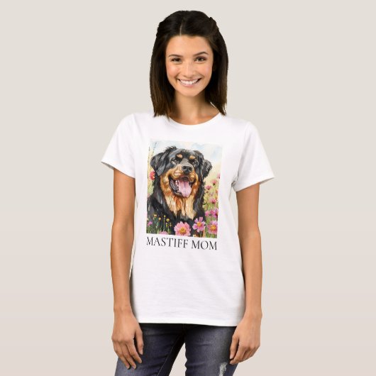 Mastiff Mama Wasserfarbener Hundeshirt T-Shirt (Vorne ganz)