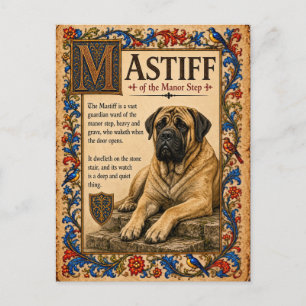 Mastiff, mittelalterliche Bestiarien-Kunst Postkarte