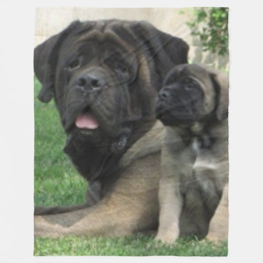 MASTIFF-MUTTER und WELPE Fleecedecke (Vorderseite)