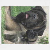 MASTIFF-MUTTER und WELPE Fleecedecke (Vorderseite (Horizontal))