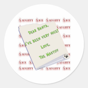 Mastiff Naughty oder Nice - Aufkleber